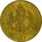 1892 5.81g Austria Gold 8 Gulden customary in banking
