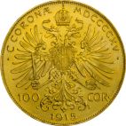 1915 30.48g Austria Gold 100 Kronen customary in banking