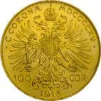 1915 1 oz Austria Gold 100 Kronen customary in banking