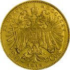 1915 6.10g Austria Gold 20 Kronen customary in banking