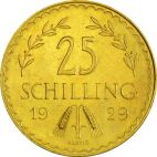 1926-1931 5.29g Austria Gold First Republic 25 Schilling Gold customary in banking