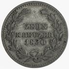 1830 Germany Silver 10 Kreuzer 1830 VZ, small crown.