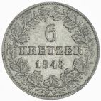 1848 Germany Silver 6 Kreuzer 1848 VZ
