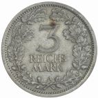 1931 Germany Silver 3 Reichsmark 1931 A