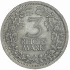 1931 Germany Silver 3 Reichsmark 1931 A