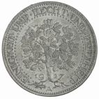 1927 Silver 5 Reichsmark 1927 A Eichbaum VZ, min. angelaufen