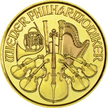 1/25 oz Austria Gold Philharmonic BU (Random Year) customary in banking