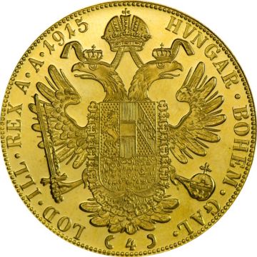 1915 13.77g Austria Gold 4 Dukat customary in banking