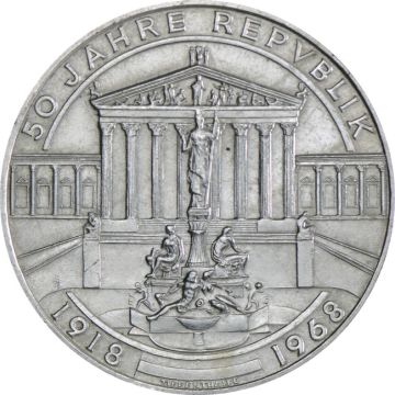 1959-1973 18g Austria Silver 50 Schilling I. Form customary in banking