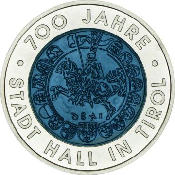 2003 9g Austria Silver / Niobium 2003 Austria 700 Years of Hall in Tyrol PN