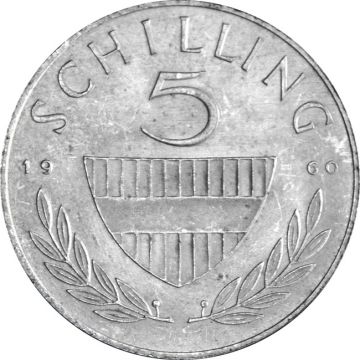 1960-1968 3.33g Austria Silver 5 Schilling customary in banking