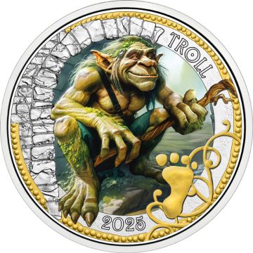2025 Austria Copper-Nickel 2025 16gm Austria 3 EUR The Troll Coin PN