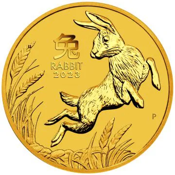 2023 1/25 oz Australia Gold Rabbit Gold customary in banking