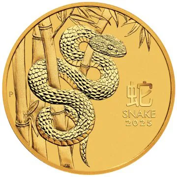 2025 2 oz Australia Gold Snake Gold customary in banking