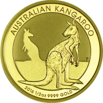 1/2 oz Australia Gold Kangaroo Nugget Random Year customary in banking