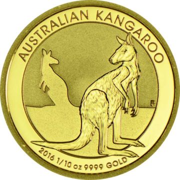 1/10 oz Australia Gold 2016 1/10oz Gold Kangaroo Nugget Coin customary in banking