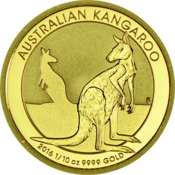 1/10 oz Australia Gold Kangaroo Nugget Random Year customary in banking