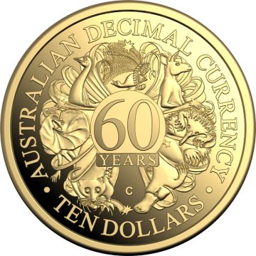 2026 1/10 oz Australia Gold 60 Years of Decimal Currency $10 PP