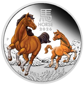 2026 1 oz Australia Silver Lunar Horse Coloured Coin PP