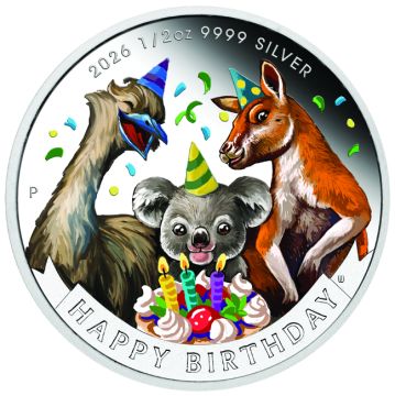 2026 1/2 oz Australia Silver Birthday Celebration Colored Proof PP