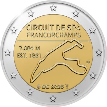 2025 Belgium Copper-Nickel 2025 8.5gm Belgium 2 Euro Coin “Spa Francorchamps circuit” Proof in Case UNC