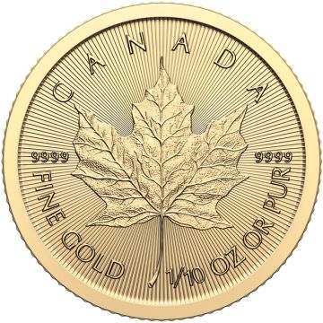 2024 1/10 oz Canada Gold 2024   1/10oz  Canada Gold Maple Leaf customary in banking
