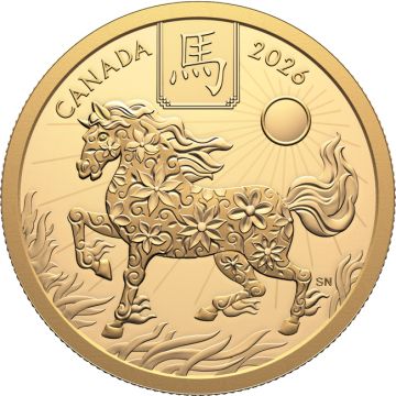 2026 15.42g Canada Gold 2026 1/2oz Canada Gold Lunar Year of the Horse PP