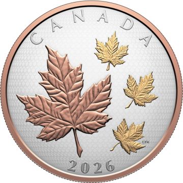2026 157.58g Canada Silver 2026 5oz Canada Silver Maple Leaves in Motion Coin PP