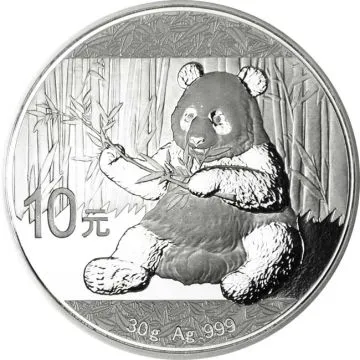 1 oz China Silver Panda Bankenüblich - kann Milchflecken haben / Bank Standard - may be tarnished