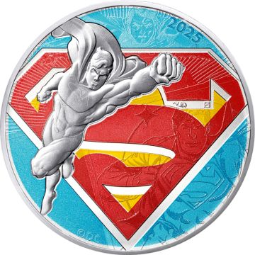 2025 4.33g France Silver 2025 13gm  Silver Superman Logo DC COMICS 10€  Coin UN