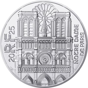 2025 4.33g France Silver 2025 13gm France Silver UNESCO  Notre Dame UN