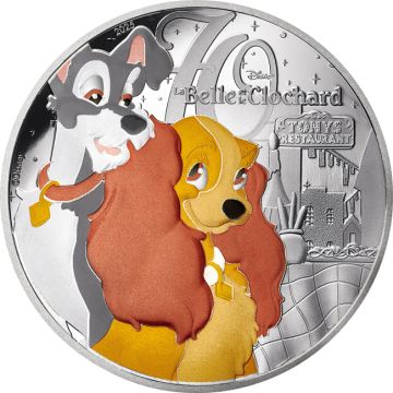 2025 22.18g France Silver 2025 22.2gm France Lady and the Tramp 10€ silver Coin PP