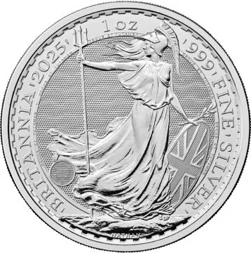 2025 1 oz Great Britain Silver Britannia customary in banking