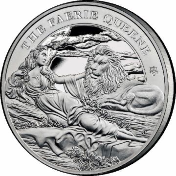 2023 155.36g St. Helena Silver 2023 5oz St. Helena Silver The Faerie Queene: Una & Lion PP