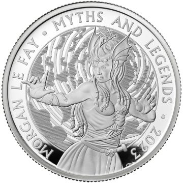 2023 62.79g Great Britain Silver 2023 2oz Great Britain Silver Morgan Le Fay PP