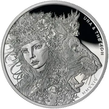 2024 1 oz St. Helena Silver Una & The Lion PP