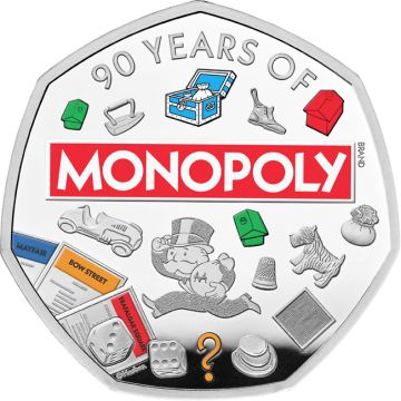 2025 7.40g Great Britain Silver 2025 UK 50p Silver  Monopoly Colour Coin PP