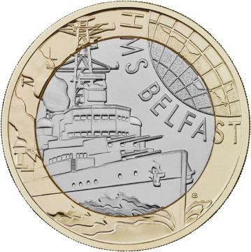 2025 Great Britain Copper-Nickel 2025 12gm UK £2 Brilliant HMS Belfast Coin BU