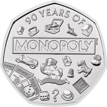 2025 Great Britain Copper-Nickel 2025 UK 50p Brilliant Monopoly Coin BU