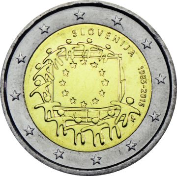 2015 Slovenia Copper-Nickel 2015 8.50gm Slovenia Copper-Nickel 30th anniversary European Flag UNC UNC
