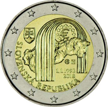 2018 Slovakia Copper-Nickel 2018 Slovakia Copper-Nickel 25 years of foundation of Slovak Republic UNC UNC