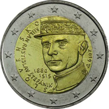 2019 1/25 oz Slovakia Copper-Nickel Milan Rastislav Stefanik UNC