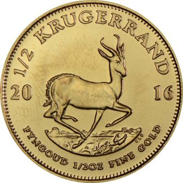 2016 1/2 oz South Africa Gold Krugerrand customary in banking