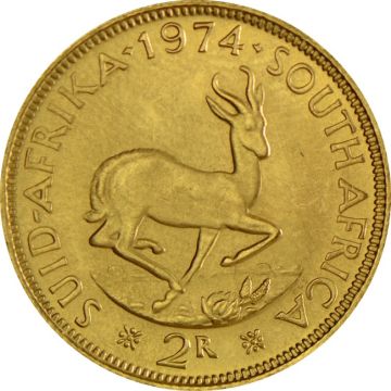 7.33g South Africa Gold Krugerrand 2 Rand customary in banking