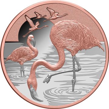 2025 1 oz Niue Silver 2025 1 oz Niue Pink Flamingo Rose Gold Plated Silver Proof Coin PP