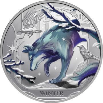 2025 1 oz Niue Silver 2025 1 oz Niue Wolf: Winter Season Colored Silver Proof Coin PP