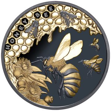 2025 1 oz Niue Silver 2025 1oz Niue Silver Honey Bee Black Proof Selective Gold Gilded Coin BP