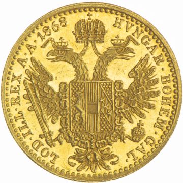 1868 Gold Ducat VZ/Stable, minimally ground