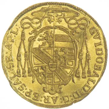 1664 1/25 oz Austria Gold Ducat from Salzburg VZ, small rf, slightly wavy