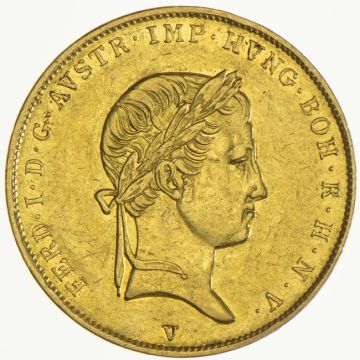 1845 Gold Sovrano 1845 V VZ, small crane.